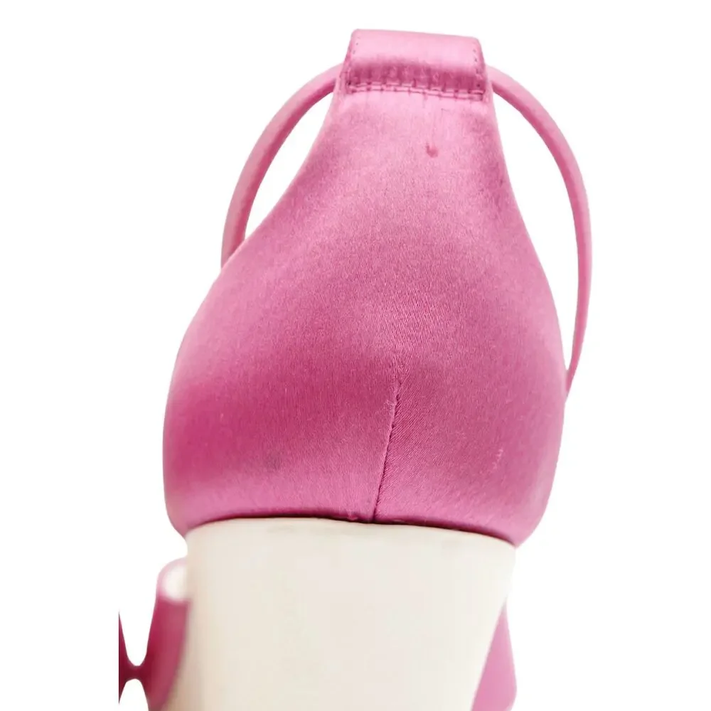 Celine Phoebe Philo Era Pink Satin Chunky Platform Sandals with Ankle Strap